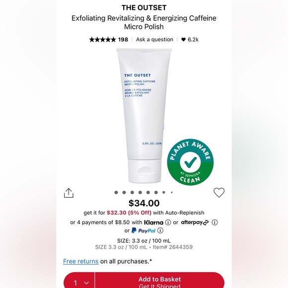 The Outset Exfoliating Caffeine Micro Polish unused new in box - Picture 1 of 6